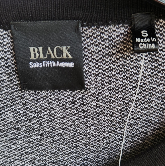 Saks Fifth Avenue "Black" Label Zip Cardigan Sweater | Black & White Size S NWT - Picture 4 of 11